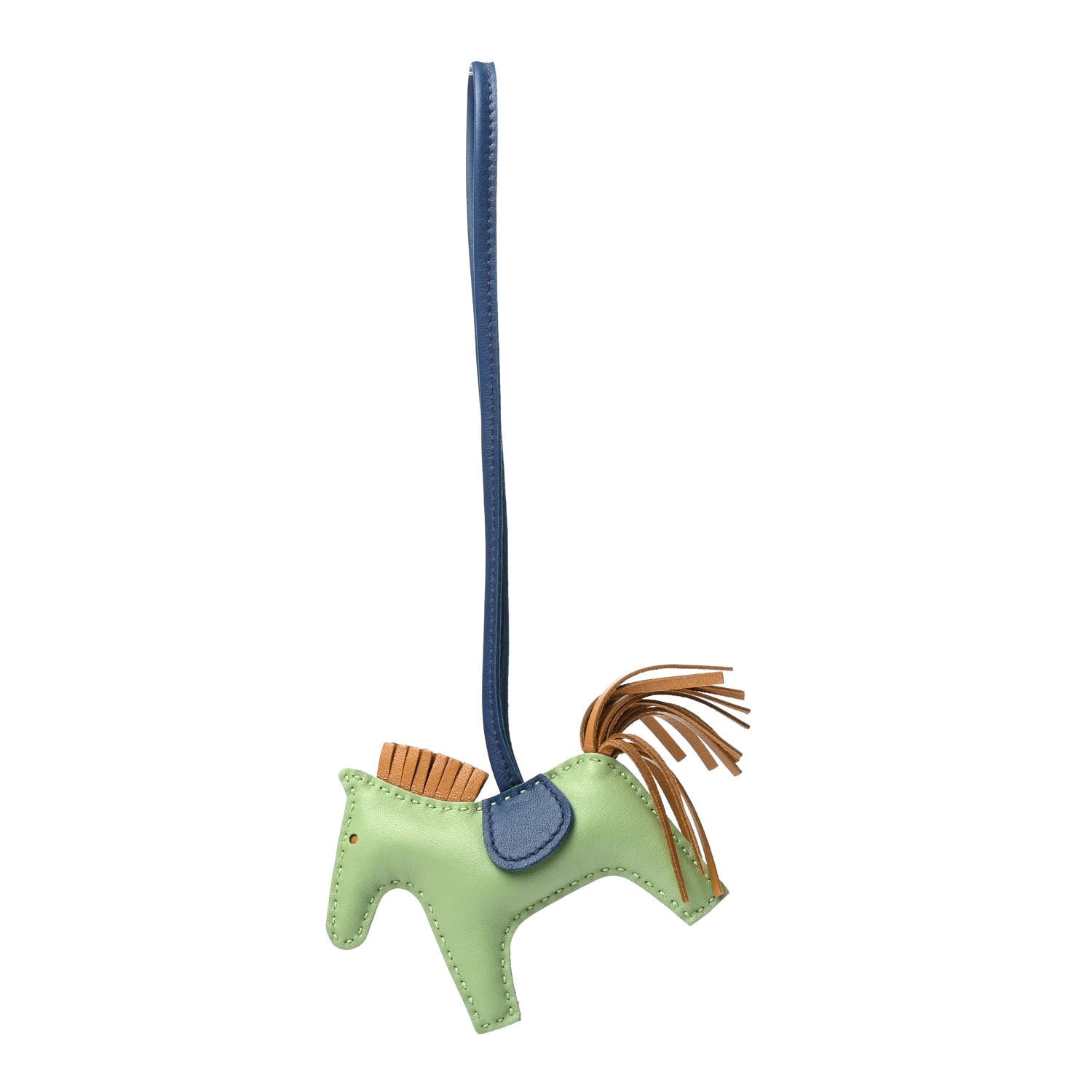 Hermes Milo Lambskin Grigri Rodeo Horse Bag Charm PM Vert Criquet Sesame Bleu de Malte 1 of 4