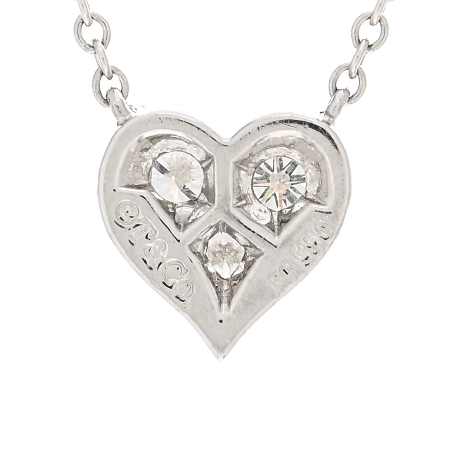 Tiffany Platinum Diamond Heart Pendant Necklace 4 of 4