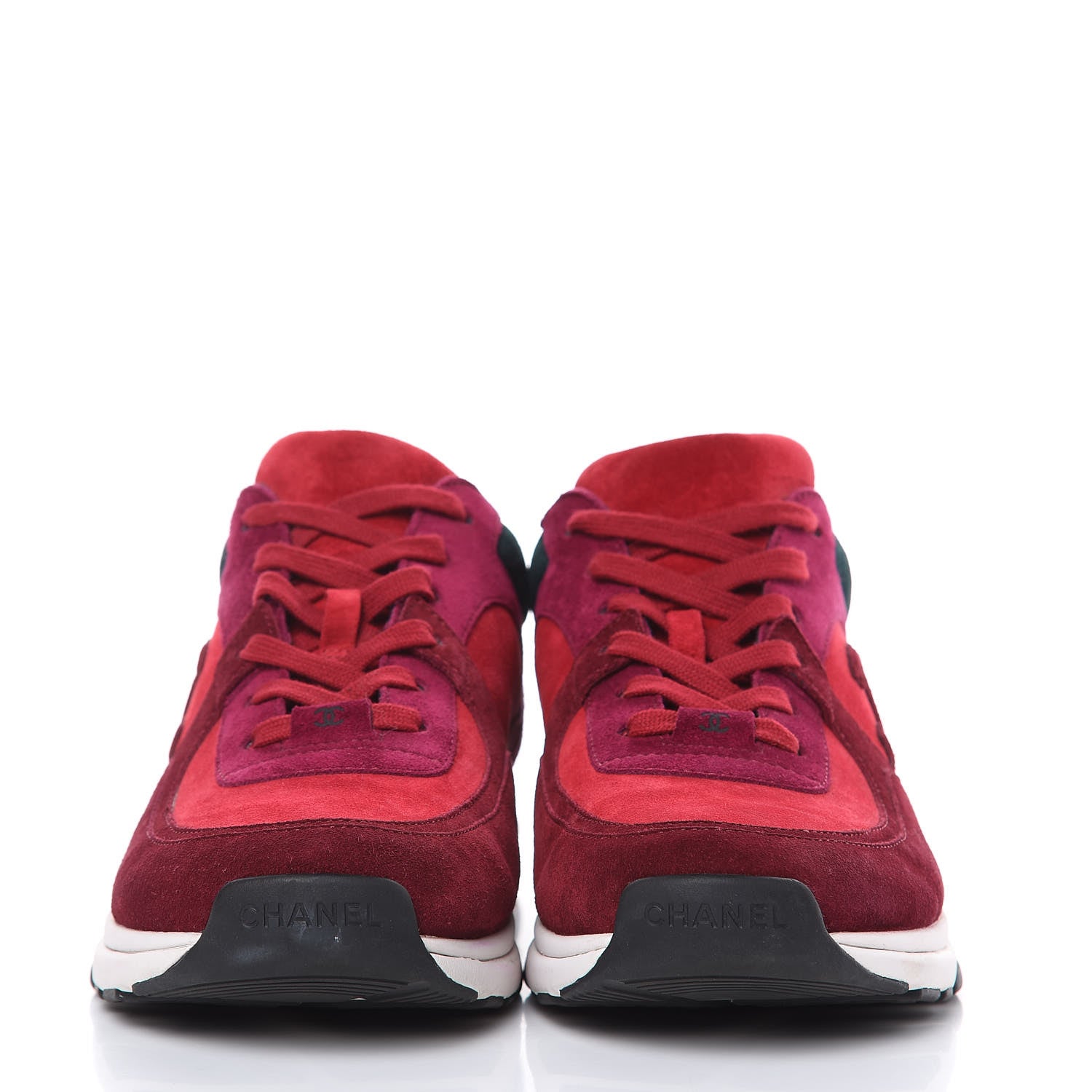 Chanel Suede Calfskin CC Sneakers 42 Burgundy Red 3 of 12
