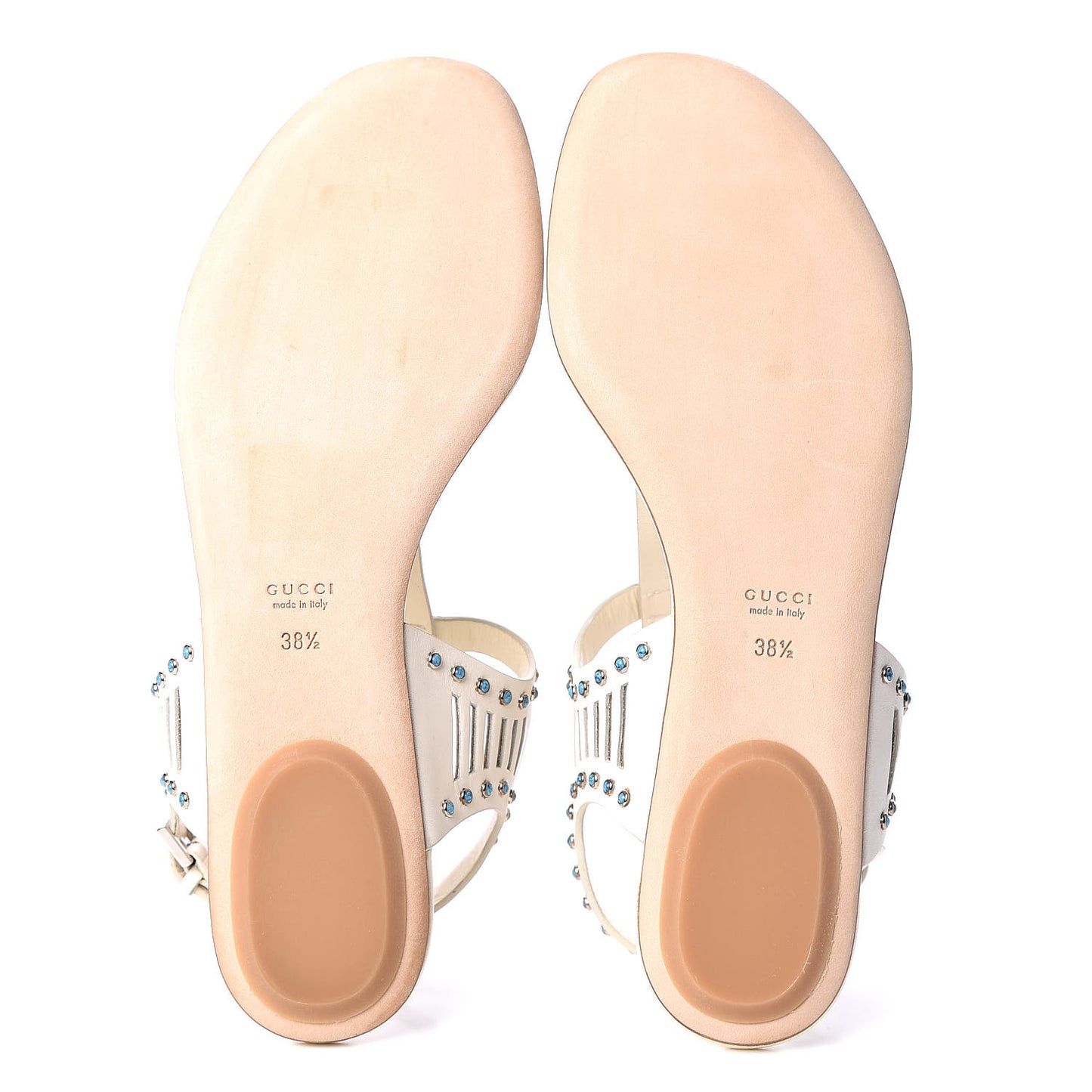 Calfskin Jeweled Thong Sandals 38.5 Off White