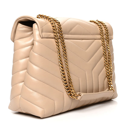 Saint Laurent Calfskin Y Quilted Monogram Medium Loulou Chain Satchel Dark Beige 3 of 14
