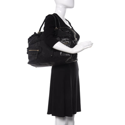 Gucci Calfskin Ruffle Medium Sabrina Boston Tote Black 2 of 11