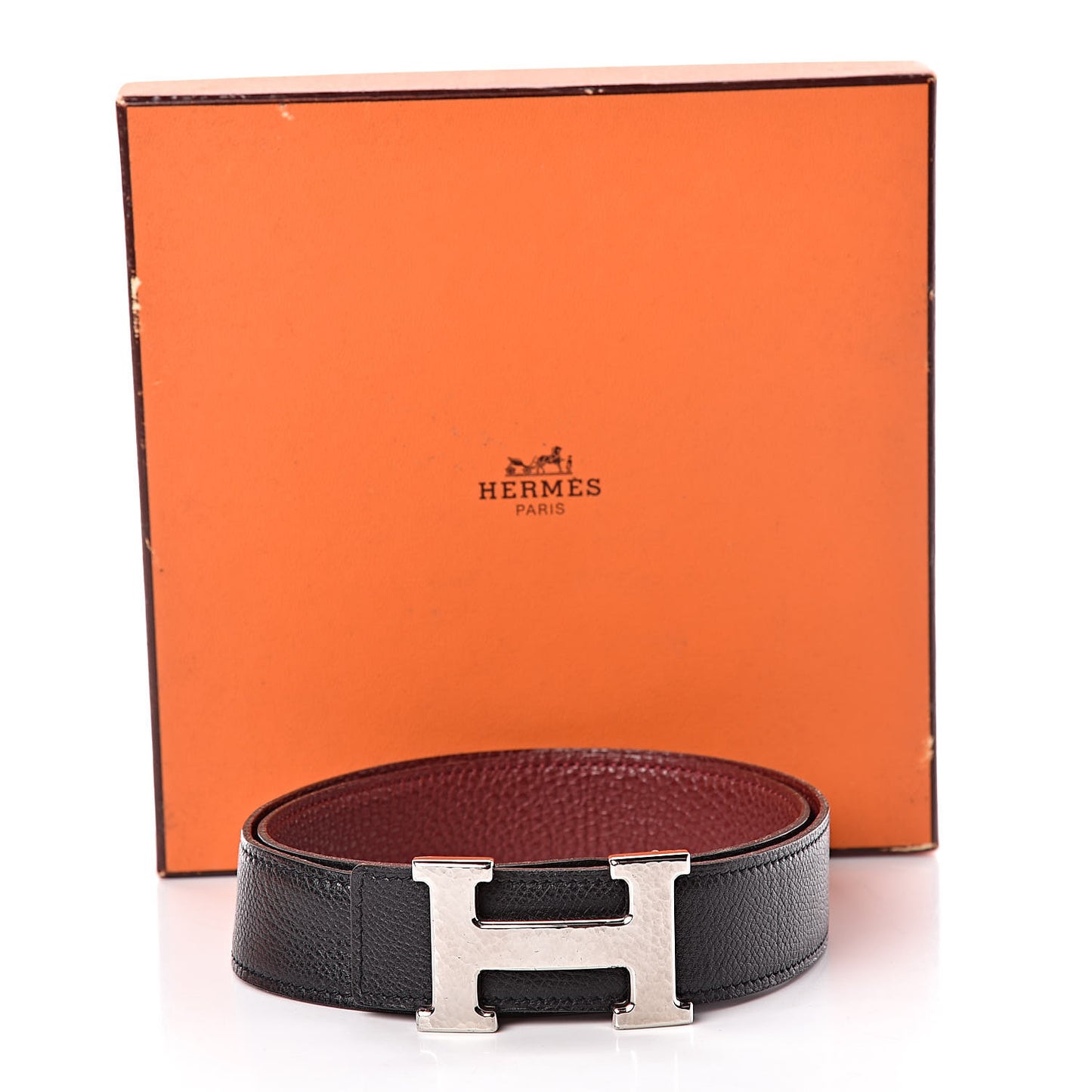 Togo Epsom 32mm Martelee H Belt 75 Rouge H Black