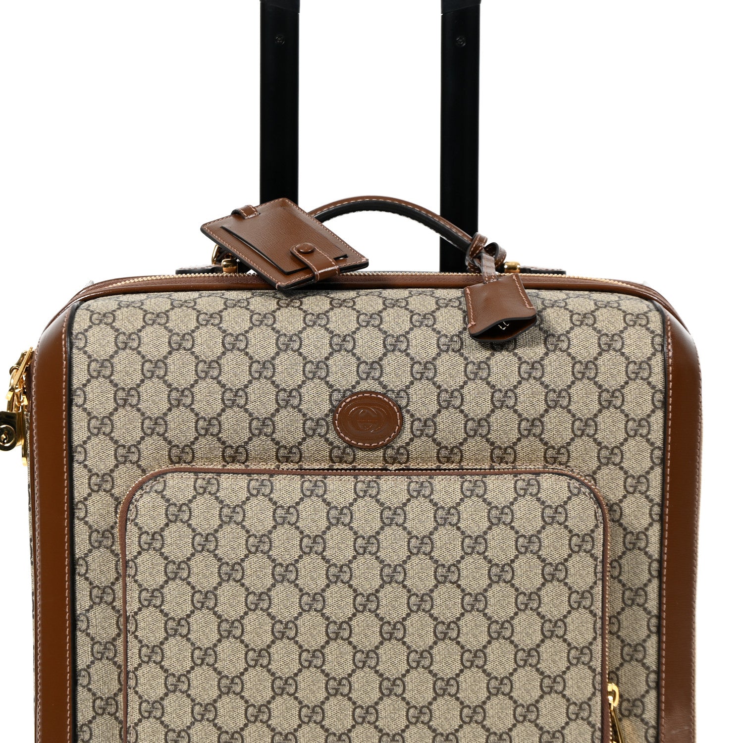 Gucci GG Supreme Monogram Azalea Calfskin Retro Interlocking G Carry On Trolley Beige Ebony Brown Sugar 7 of 12