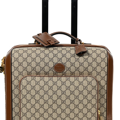 Gucci GG Supreme Monogram Azalea Calfskin Retro Interlocking G Carry On Trolley Beige Ebony Brown Sugar 7 of 12