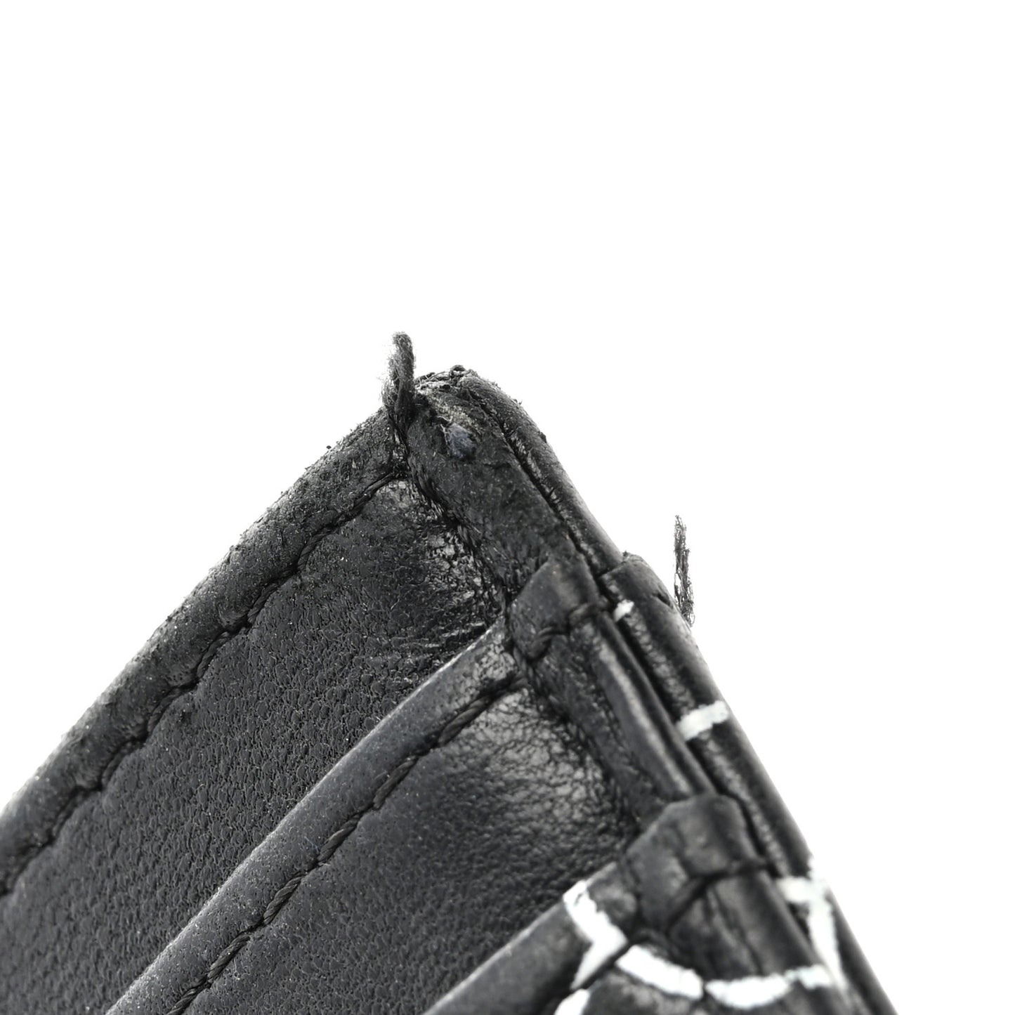 Lambskin Camellia Embossed Card Holder Black White