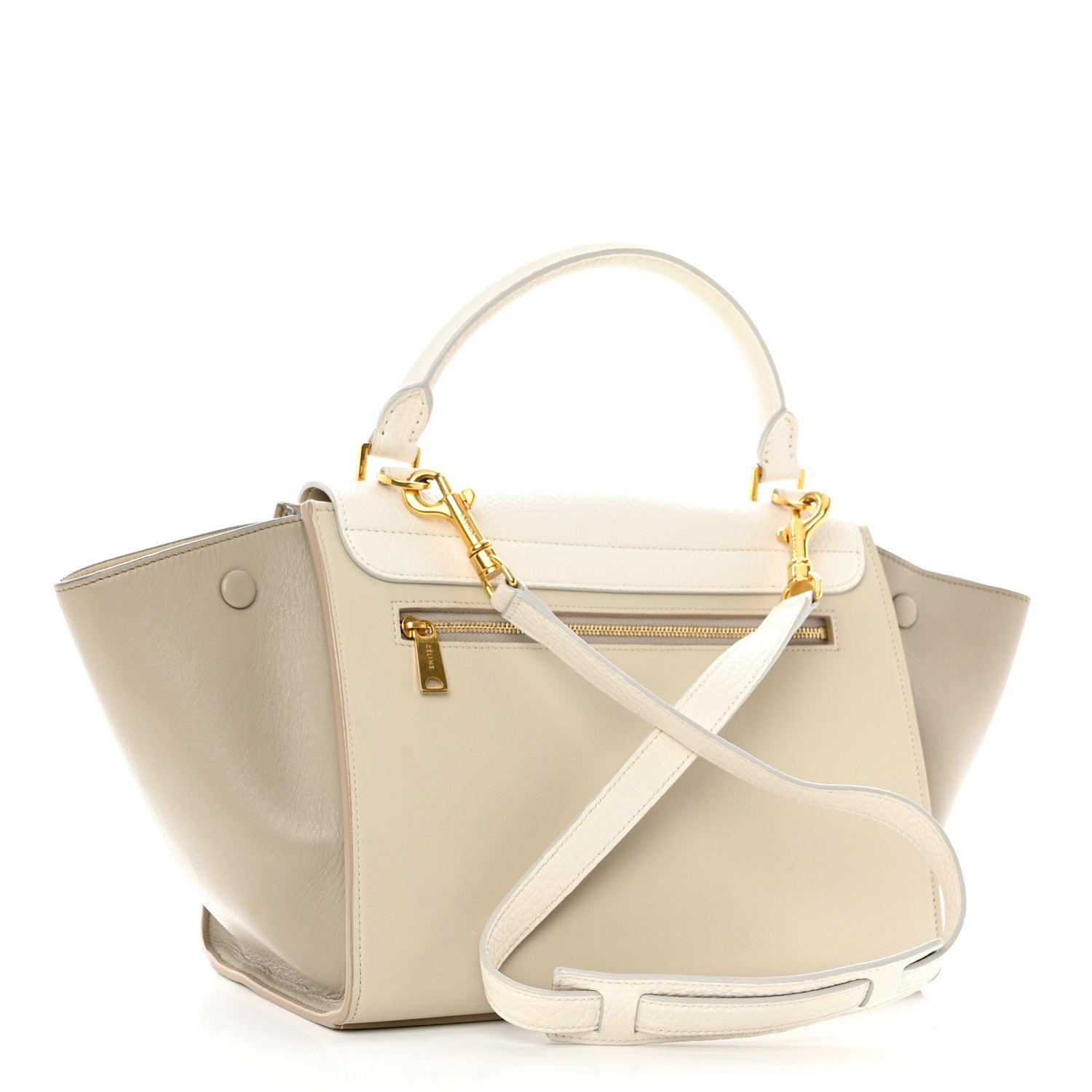 Celine Bullhide Calfskin Small Tri-Color Trapeze White 2 of 9
