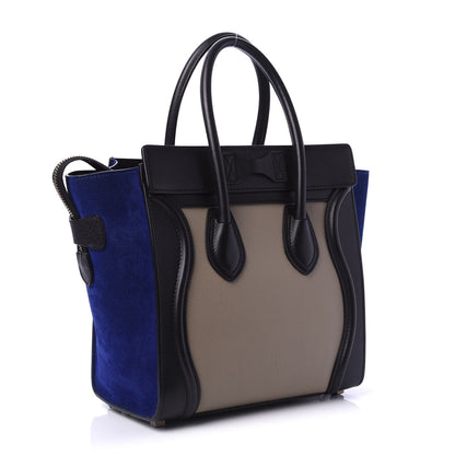 Celine Elephant Calfskin Suede Micro Tri-Color Luggage Sand 3 of 9