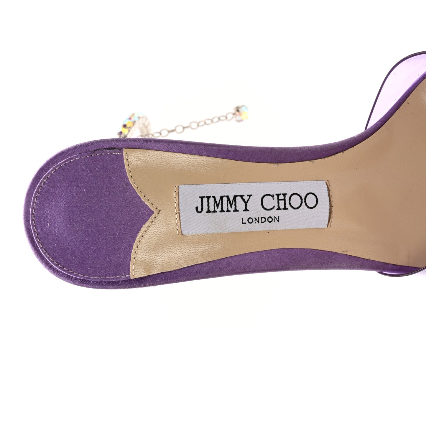 Satin PVC Crystal Saeda 100 Sandals 40 Wisteria