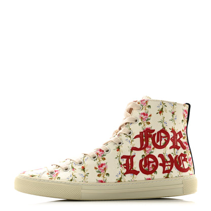 Gucci Canvas Romantic Print Major Blind For Love High Top Sneakers 38 Ivory 1 of 9