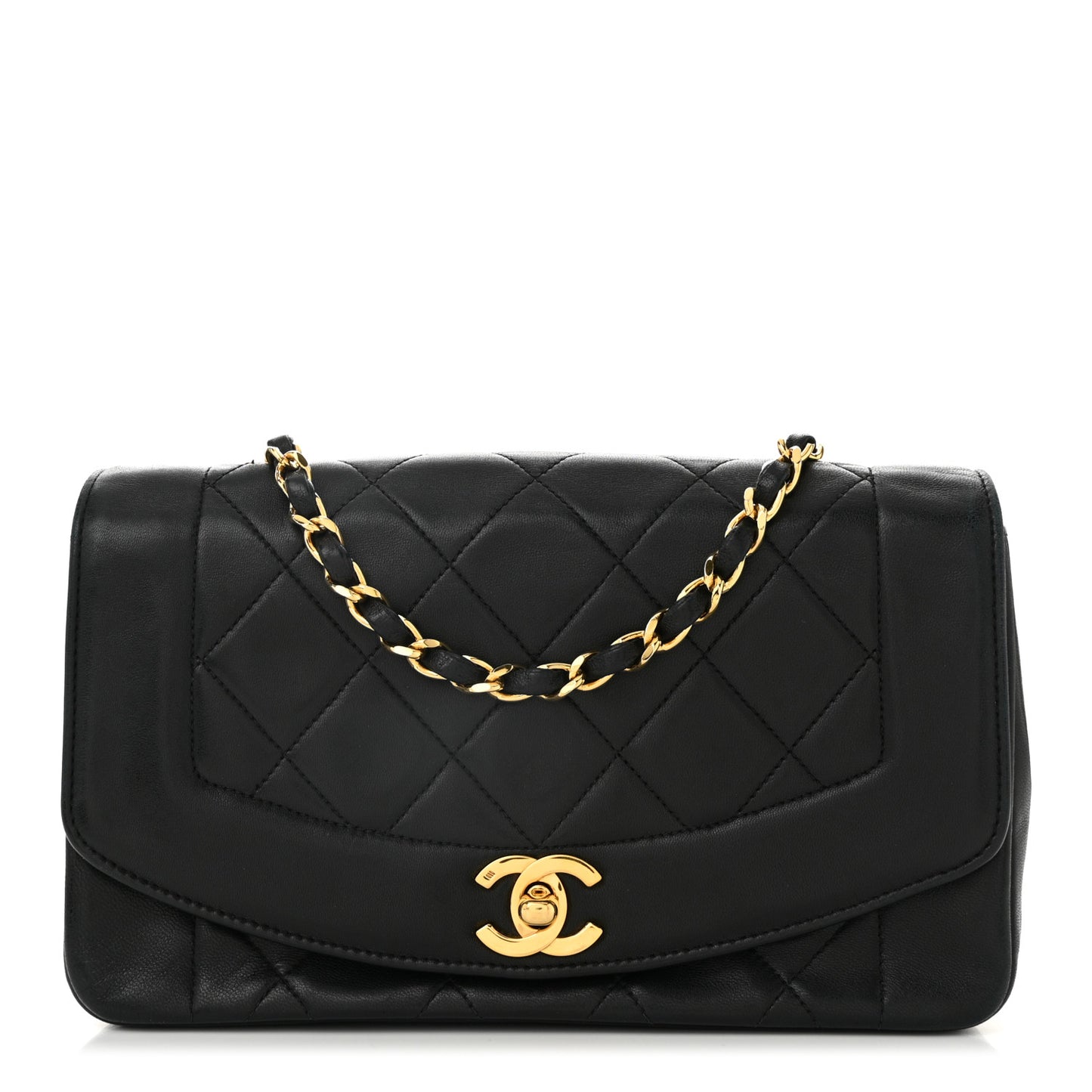 Lambskin Quilted Small Single Flap Black