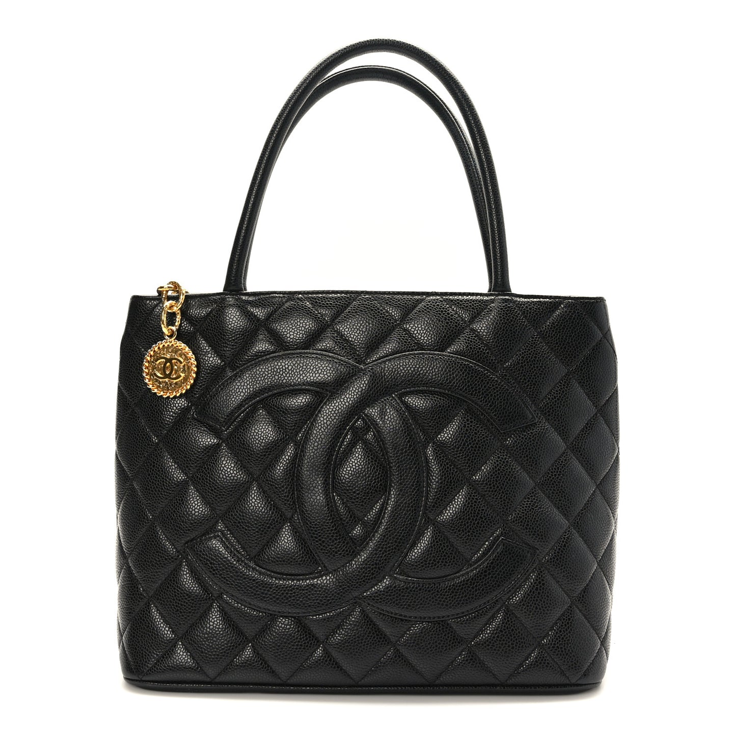 Caviar Quilted Medallion Tote Black