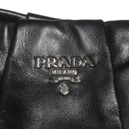 Prada Soft Calf Pleated Hobo Nero Black 3 of 9