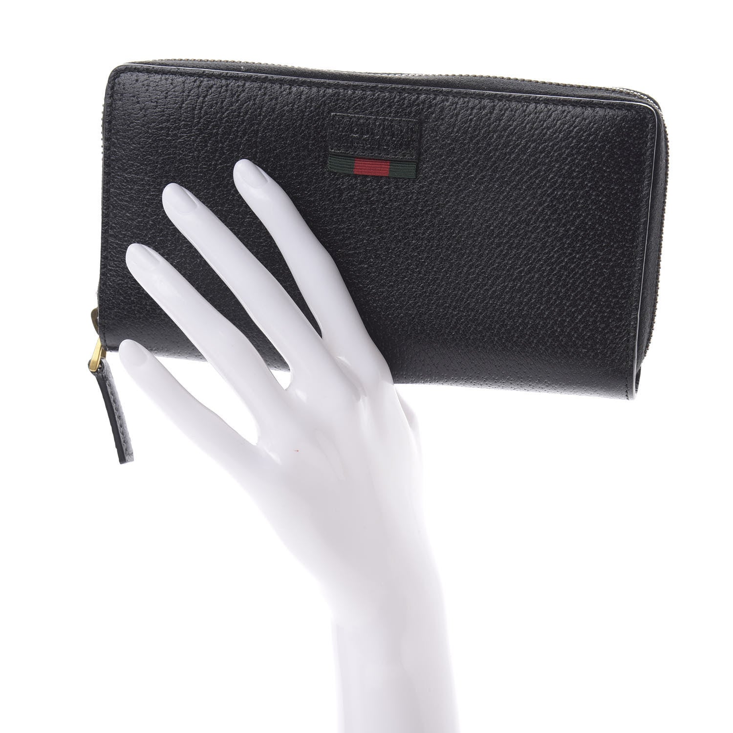 Gucci Calfskin Web Zip Around Wallet Black 3 of 8
