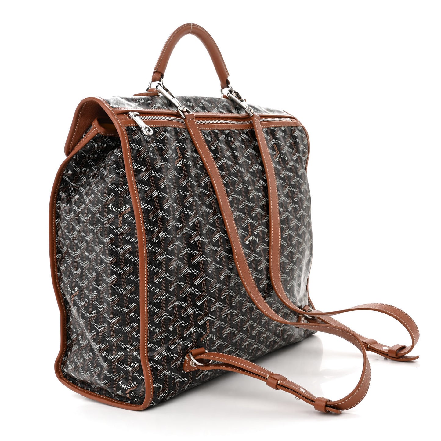 Goyardine Saint Leger Soft Briefcase Backpack Black Gold