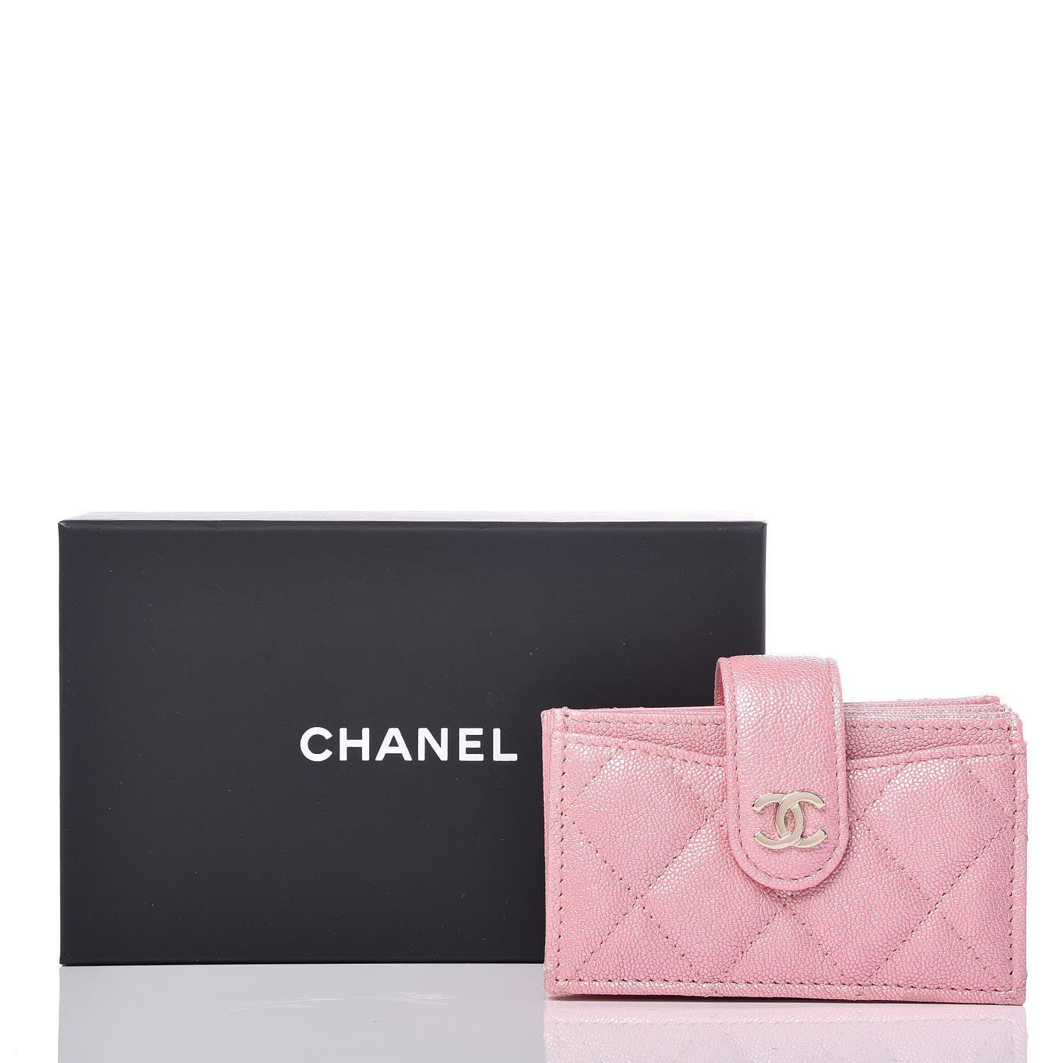 Chanel Iridescent Caviar Quilted Gusseted Card Holder Pink 10 of 10