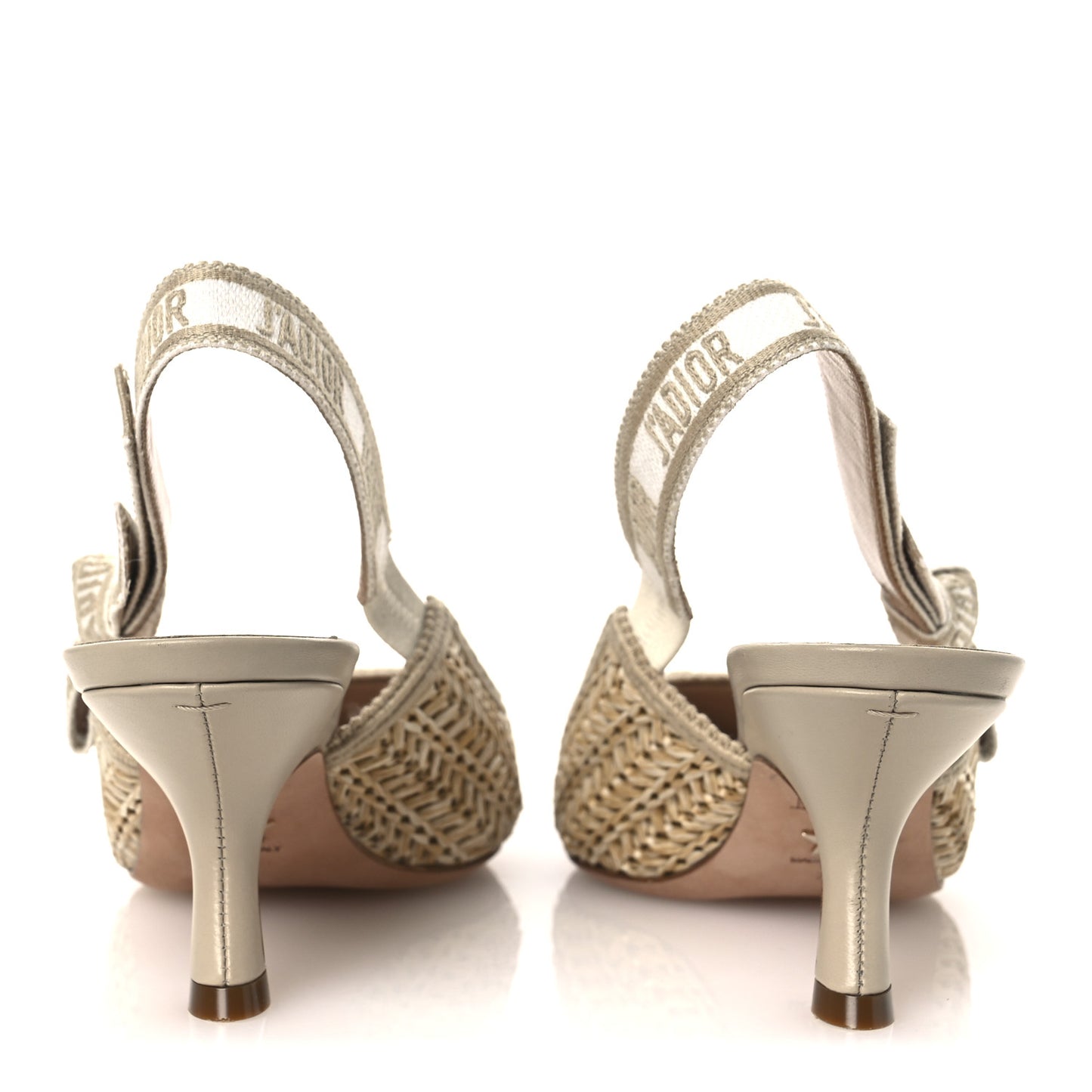 Raffia Embroidered J'Adior Slingback 65mm Pumps 36 Taupe