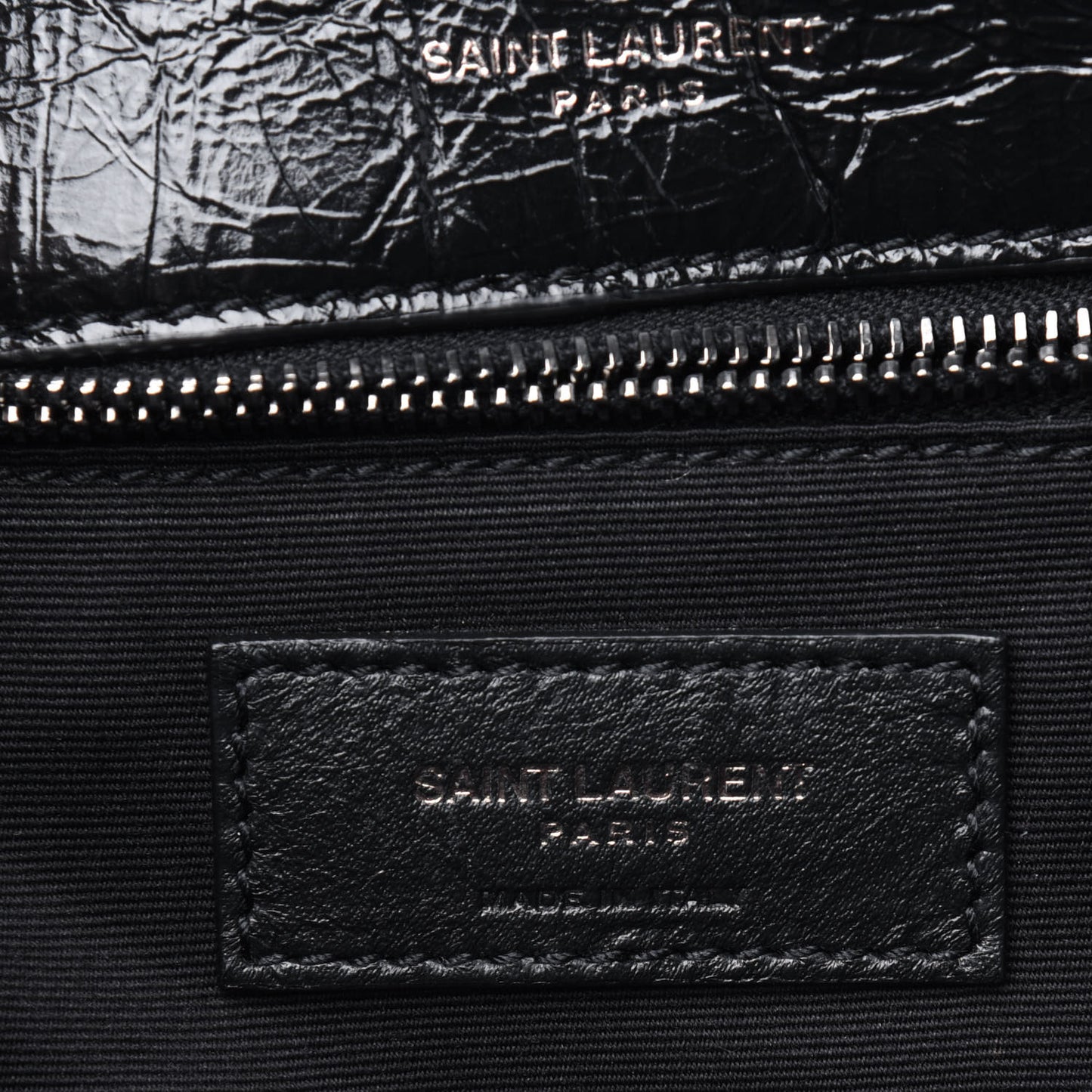 Crinkled Calfskin Matelasse Monogram Medium Niki Chain Satchel Black
