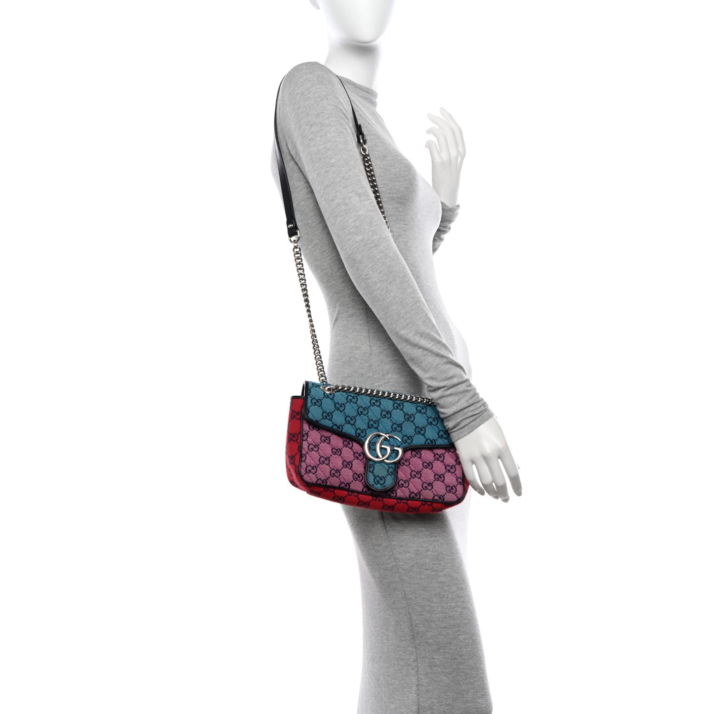 Monogram Multicolor Matelasse Diagonal Small GG Marmont Shoulder Bag Light Blue Pink Blue Green Red