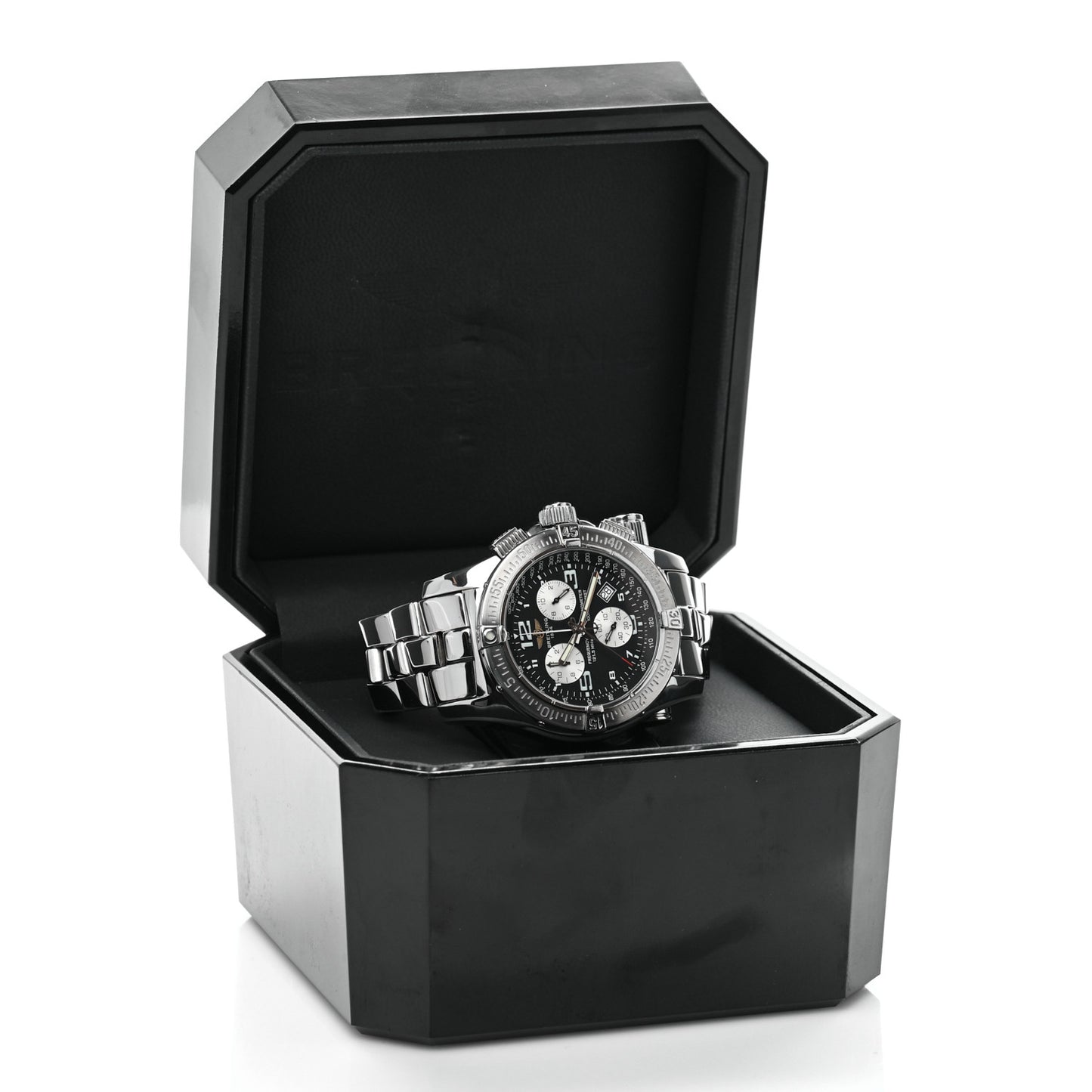Stainless Steel 45mm Emergency Mission Chronograph Quartz Watch Black A73321