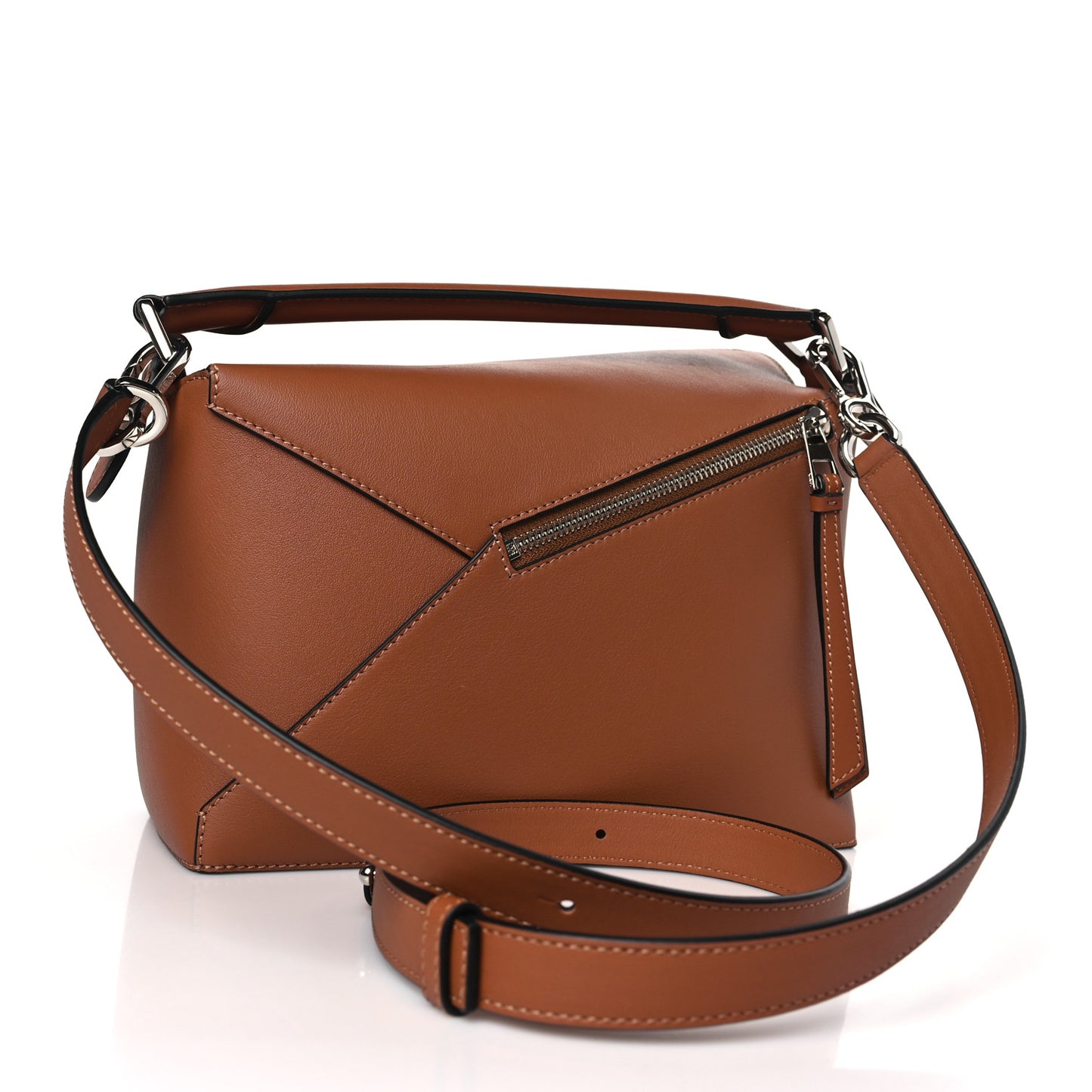 Calfskin Small Puzzle Edge Bag Tan