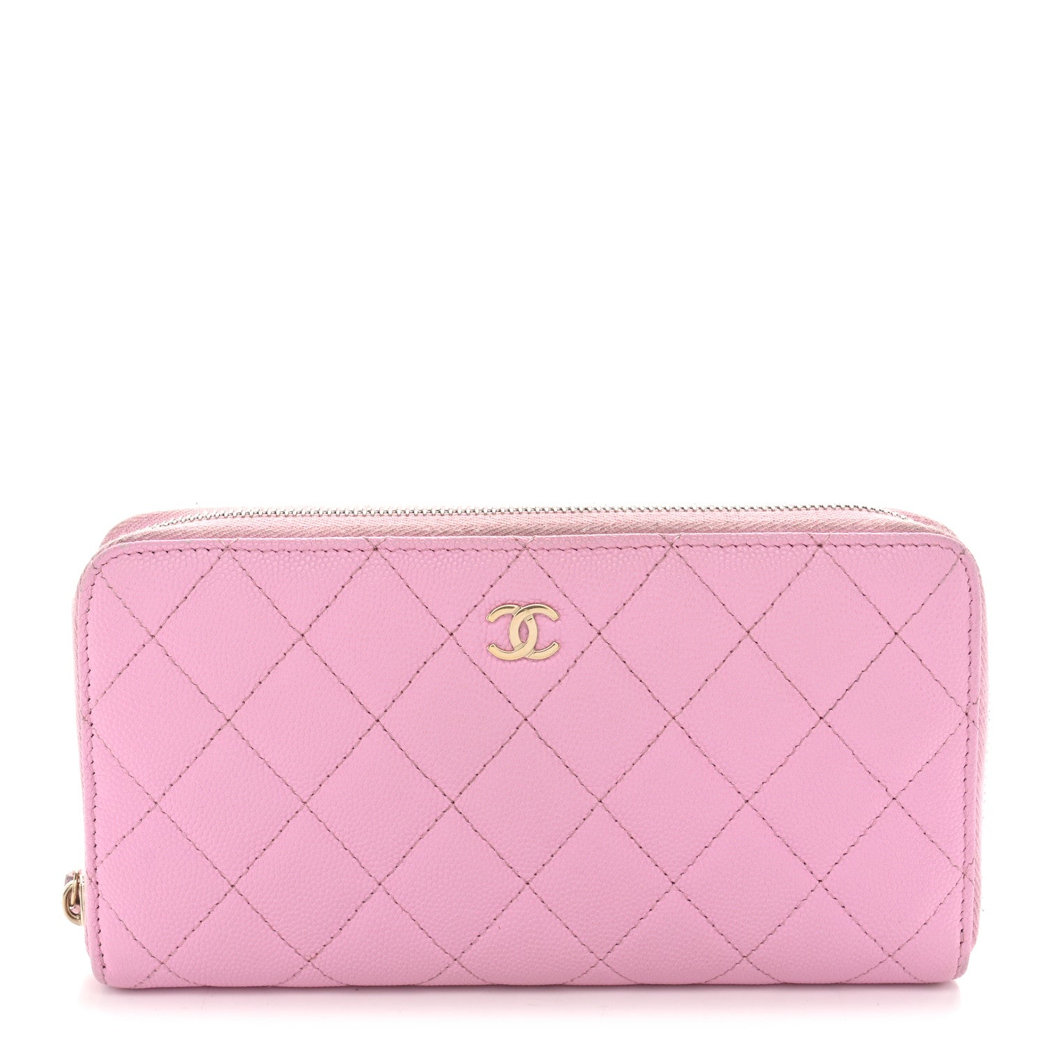 Chanel Caviar Quilted Large Gusset Zip Around Wallet Light Pink 1 of 13
