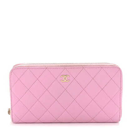 Chanel Caviar Quilted Large Gusset Zip Around Wallet Light Pink 1 of 13