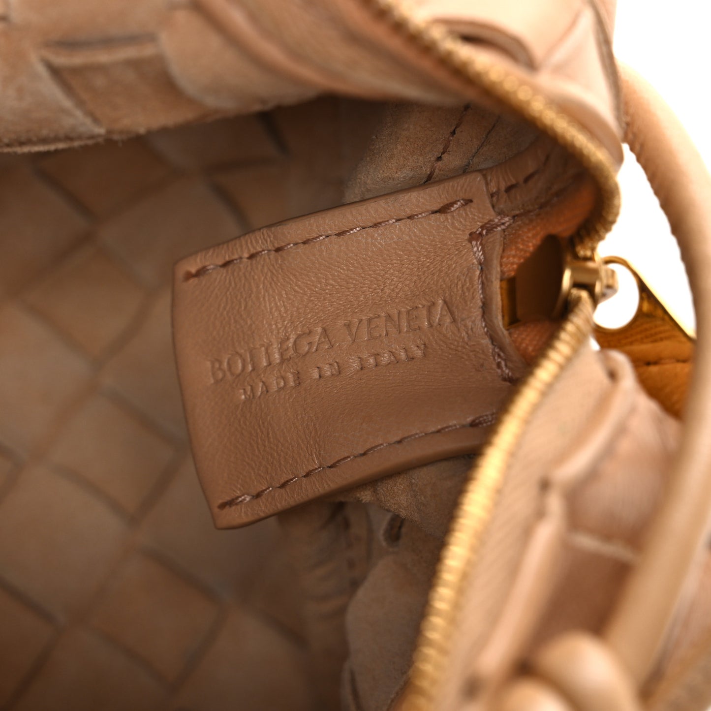 Nappa Intrecciato Mini Loop Camera Bag Almond