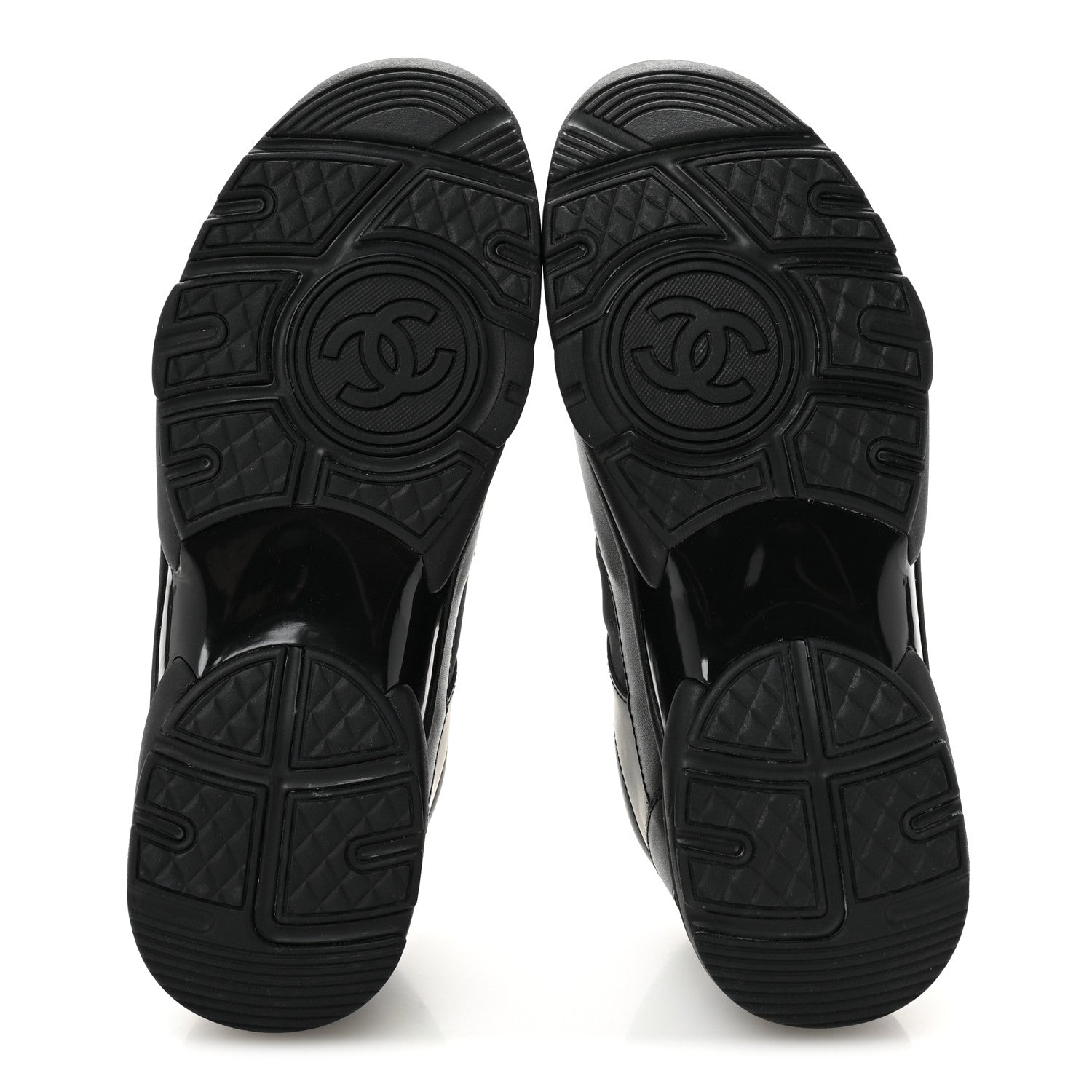 Chanel Lambskin Fabric CC Sneakers 39 Black 6 of 9