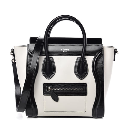 Celine Lizard Smooth Calfskin Nano Luggage White Black 1 of 7