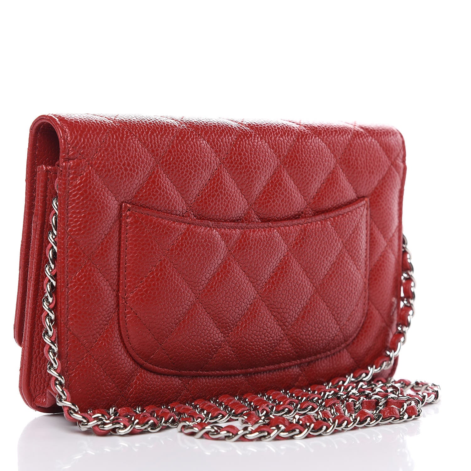 Chanel Caviar Quilted Wallet on Chain WOC Red 3 of 12