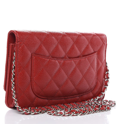 Chanel Caviar Quilted Wallet on Chain WOC Red 3 of 12