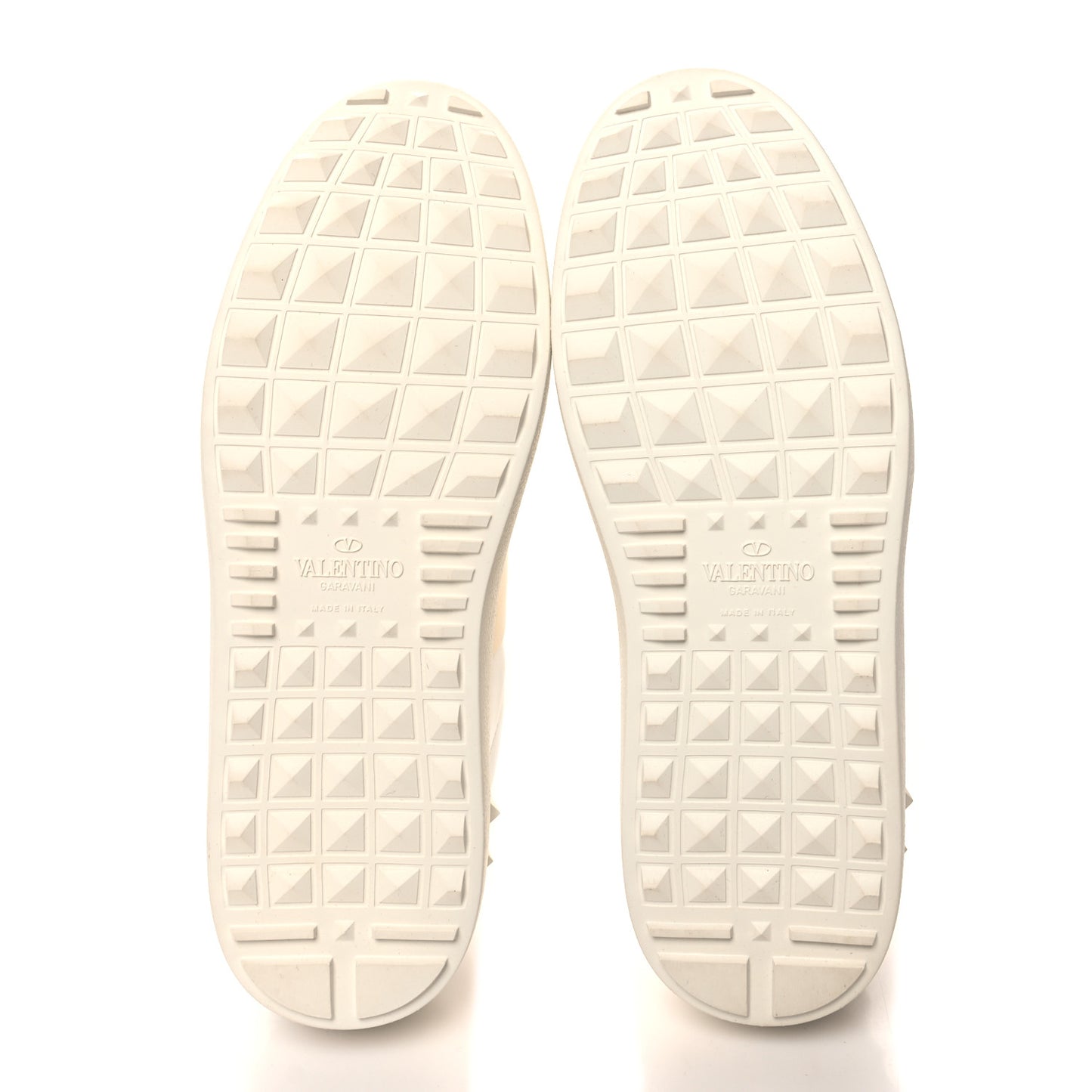 Calfskin Rockstud Open Sneakers 36 White Pewter