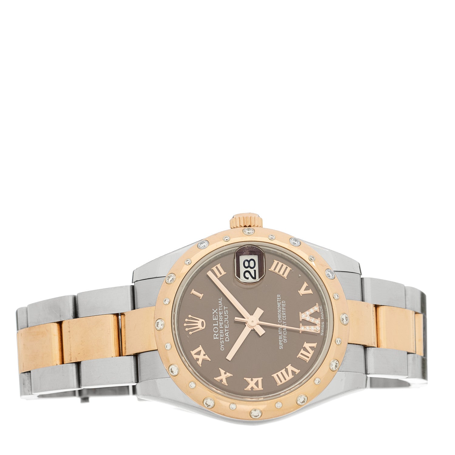 Rolex Stainless Steel 18K Everose Gold Diamond 31mm Oyster Perpetual Datejust Watch Chocolate Roman 178341 2 of 5