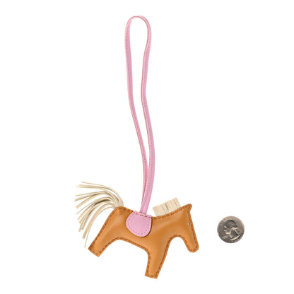 Hermes Milo Lambskin Grigri Rodeo Horse Bag Charm PM Sesame Mauve Sylvestre Craie 2 of 4