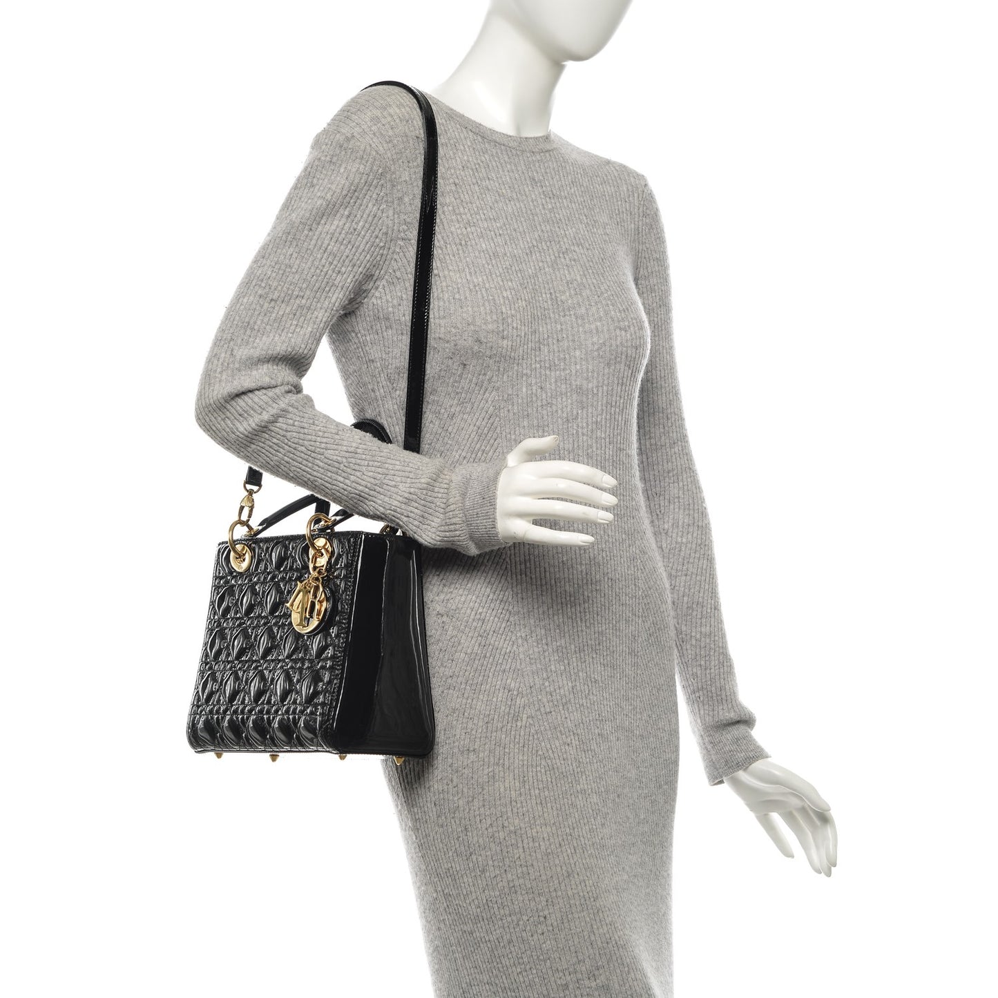 Patent Cannage Medium Lady Dior Black