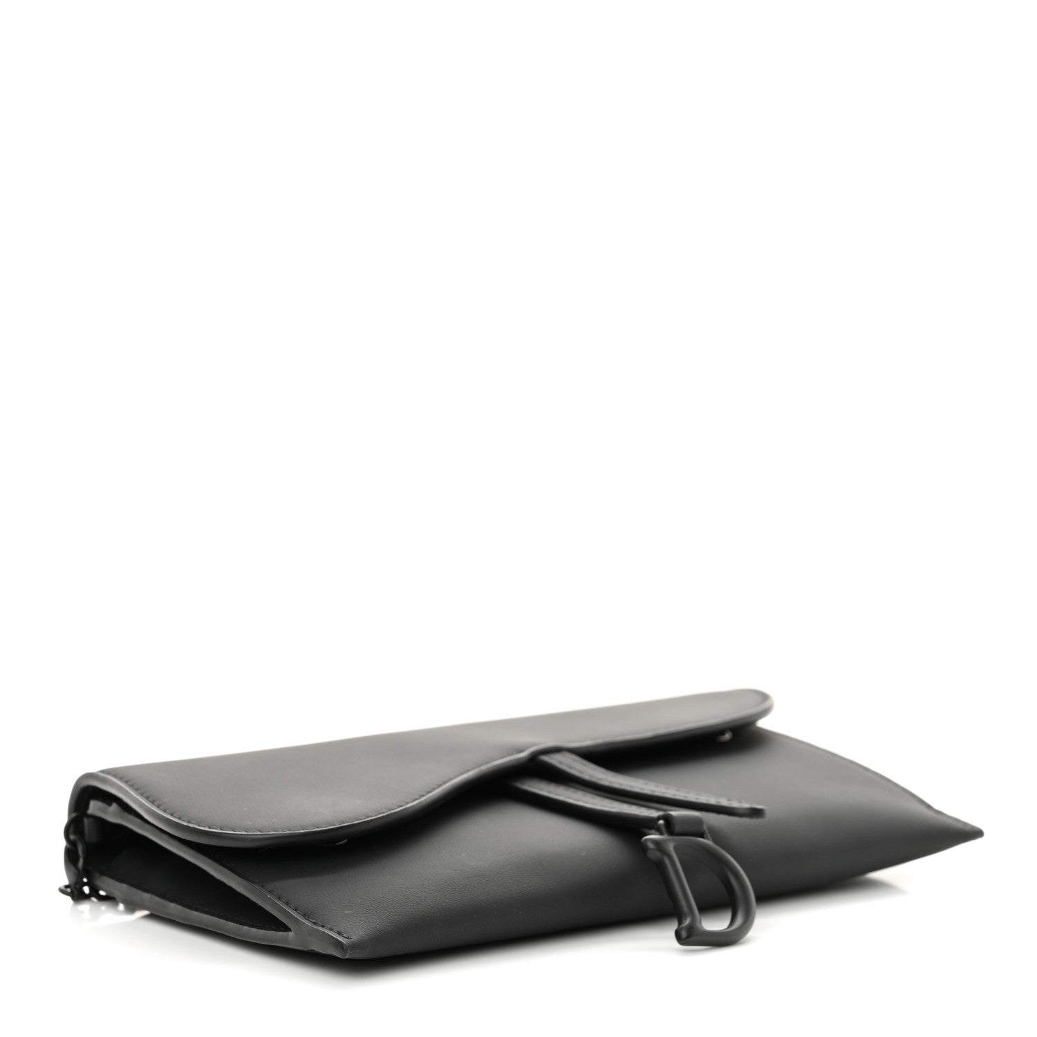 Christian Dior Ultra Matte Calfskin Saddle Chain Wallet Pouch Black 5 of 10