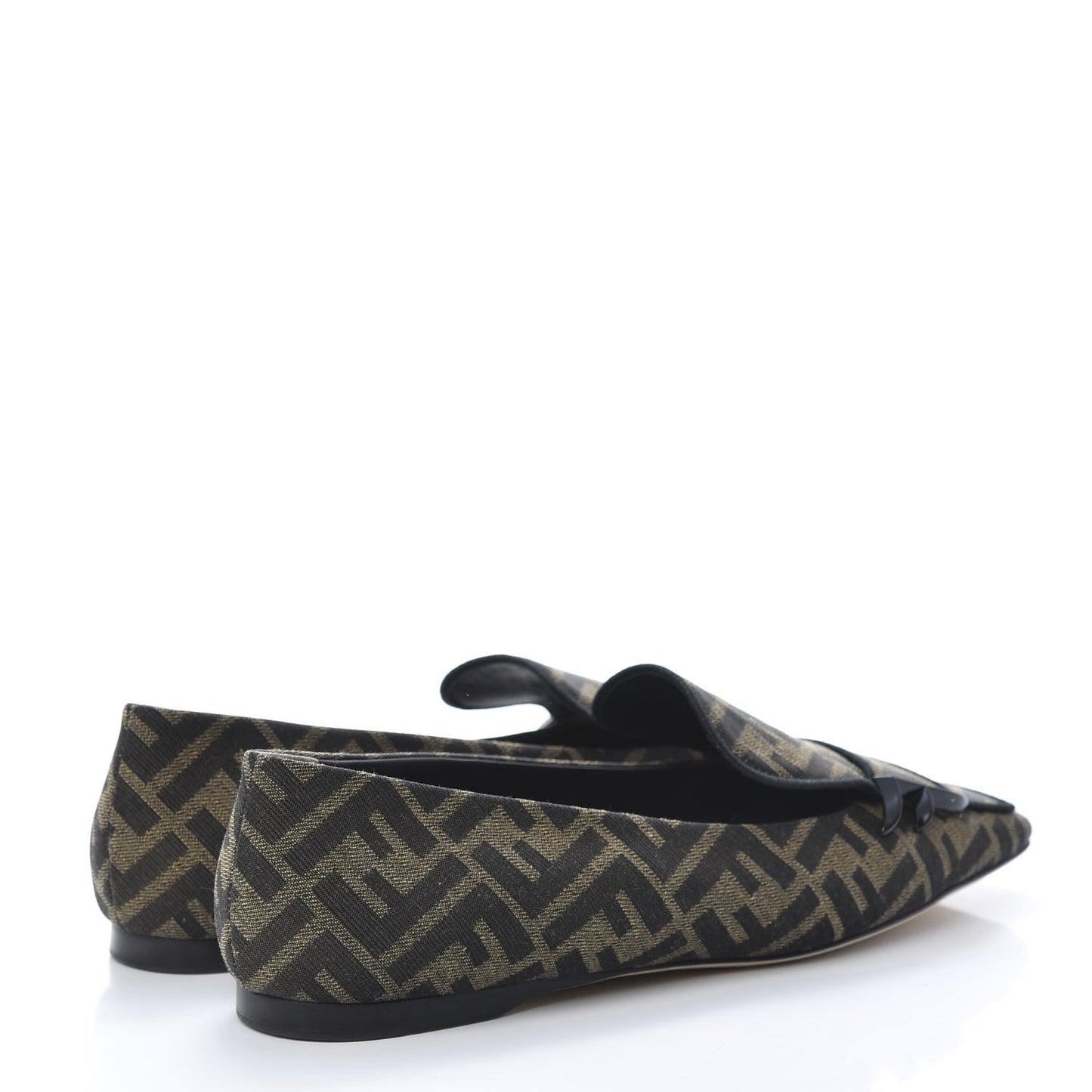 Jacquard FFreedom Square Toe Loafers 40 Tobacco