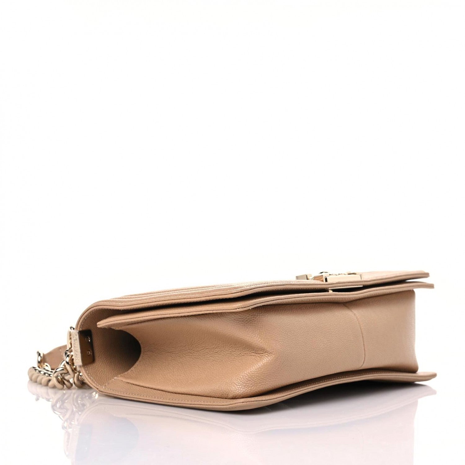 Chanel Caviar Chevron Quilted Medium Boy Flap Dark Beige 4 of 12