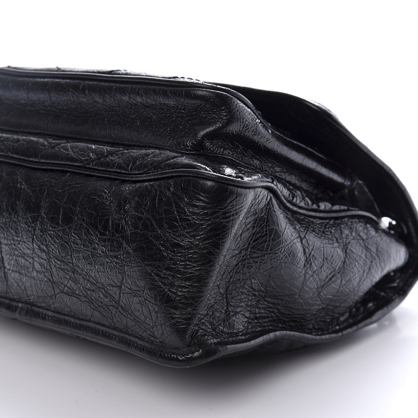 Crinkled Calfskin Matelasse Monogram Medium Niki Chain Satchel Black