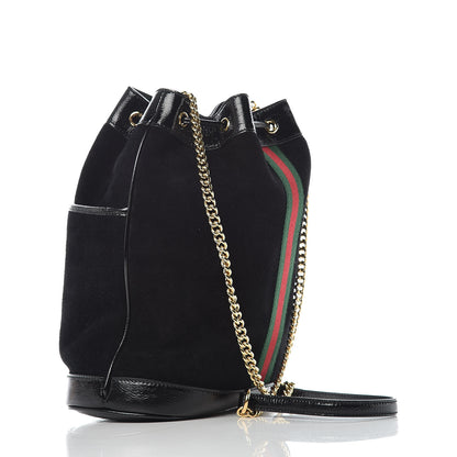 Gucci Suede Patent Web Medium Rajah Bucket Bag Black 3 of 9