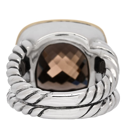 David Yurman Sterling Silver 18K Yellow Gold Diamond Smoky Quartz 14mm Albion Ring 51 5.75 4 of 5