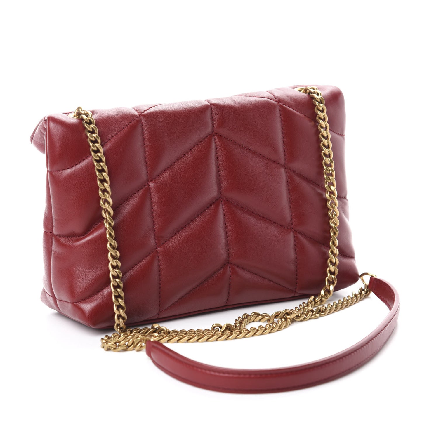Lambskin Quilted Toy Loulou Puffer Monogram Chain Satchel Red