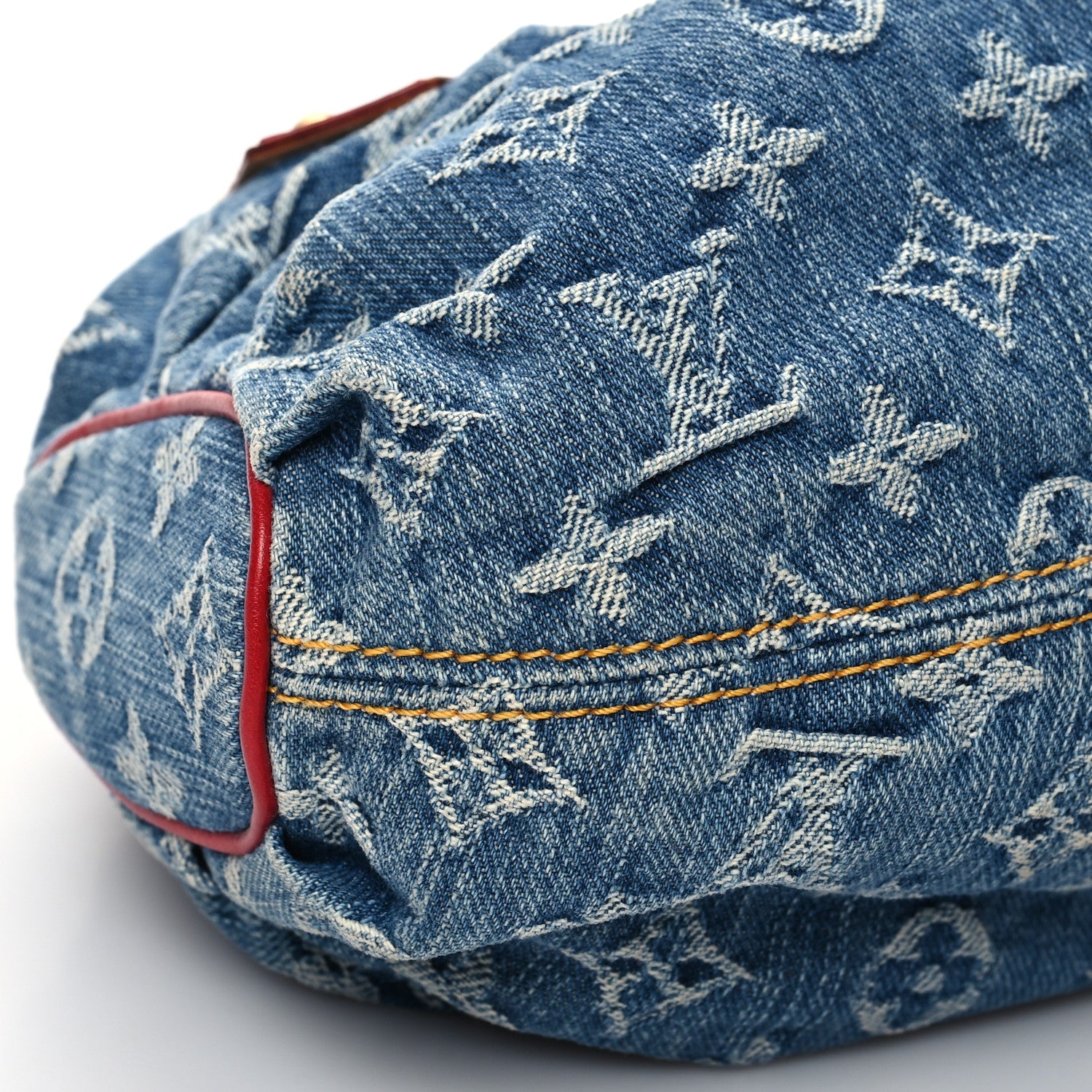 Louis Vuitton Monogram Denim Alligator Pleaty Blue Red 1215591