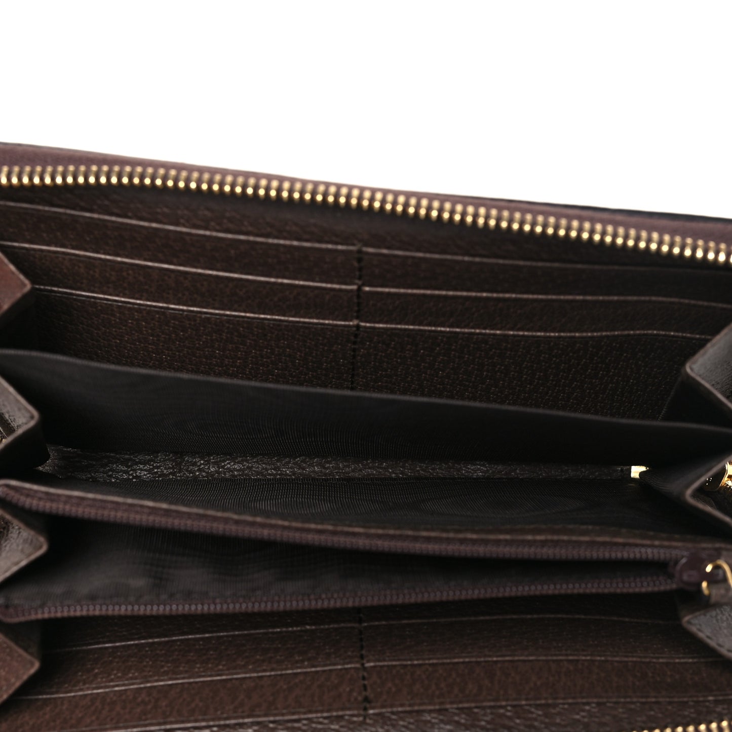 GG Supreme Monogram Web Ophidia Zip Around Wallet Brown