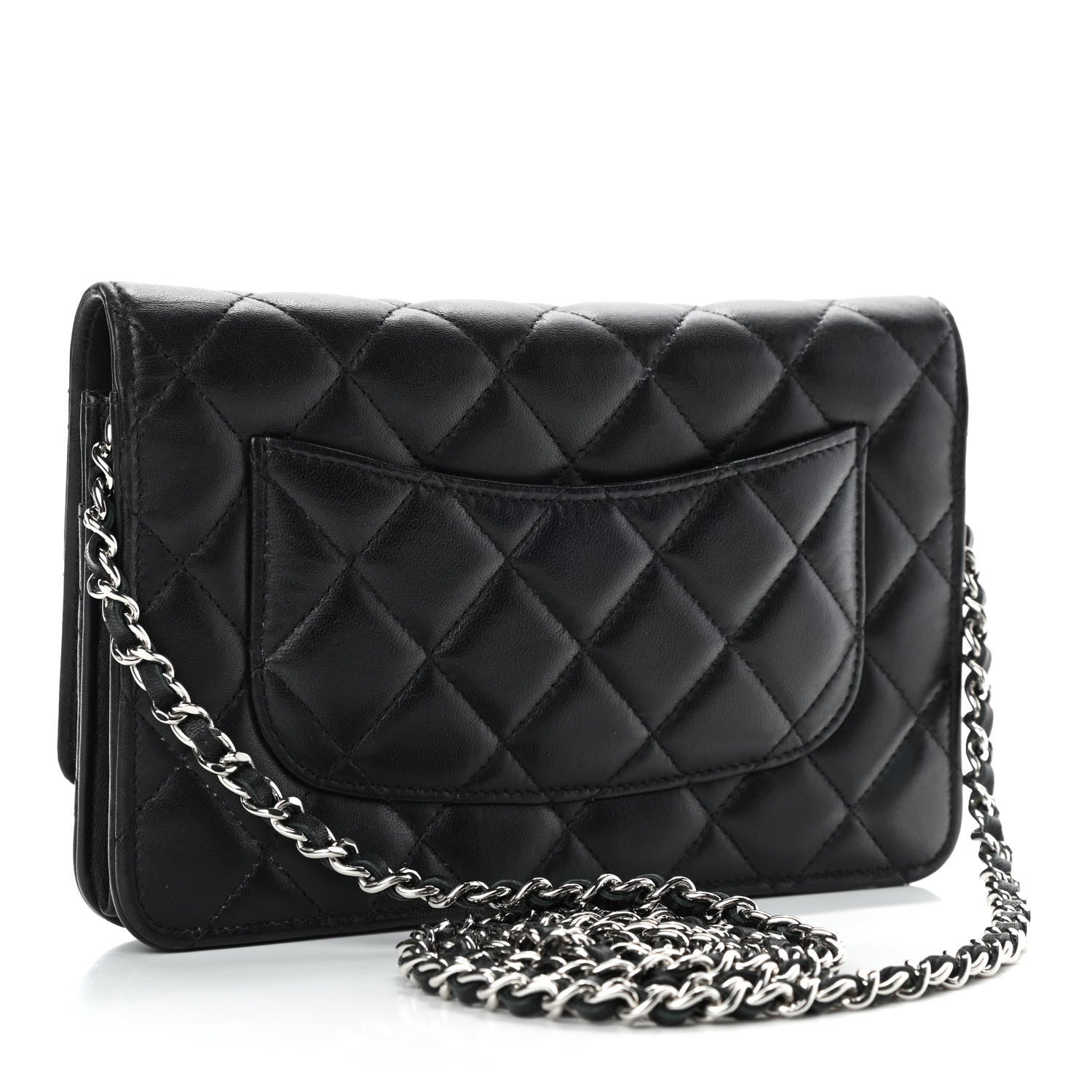 Chanel Lambskin Quilted Wallet On Chain WOC Black 2 of 5
