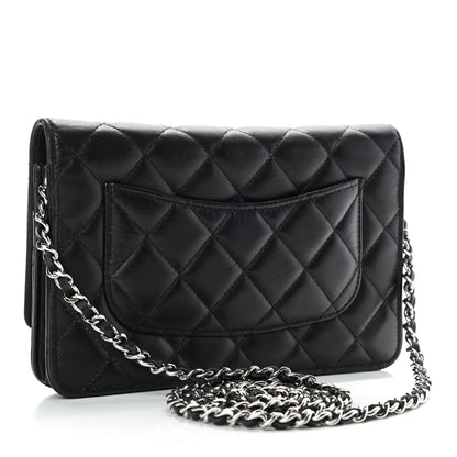 Chanel Lambskin Quilted Wallet On Chain WOC Black 2 of 5