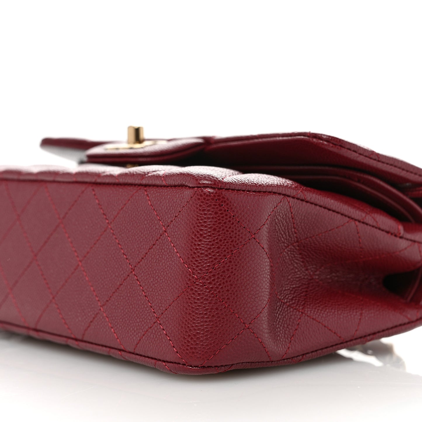 Caviar Quilted Small Double Flap Burgundy
