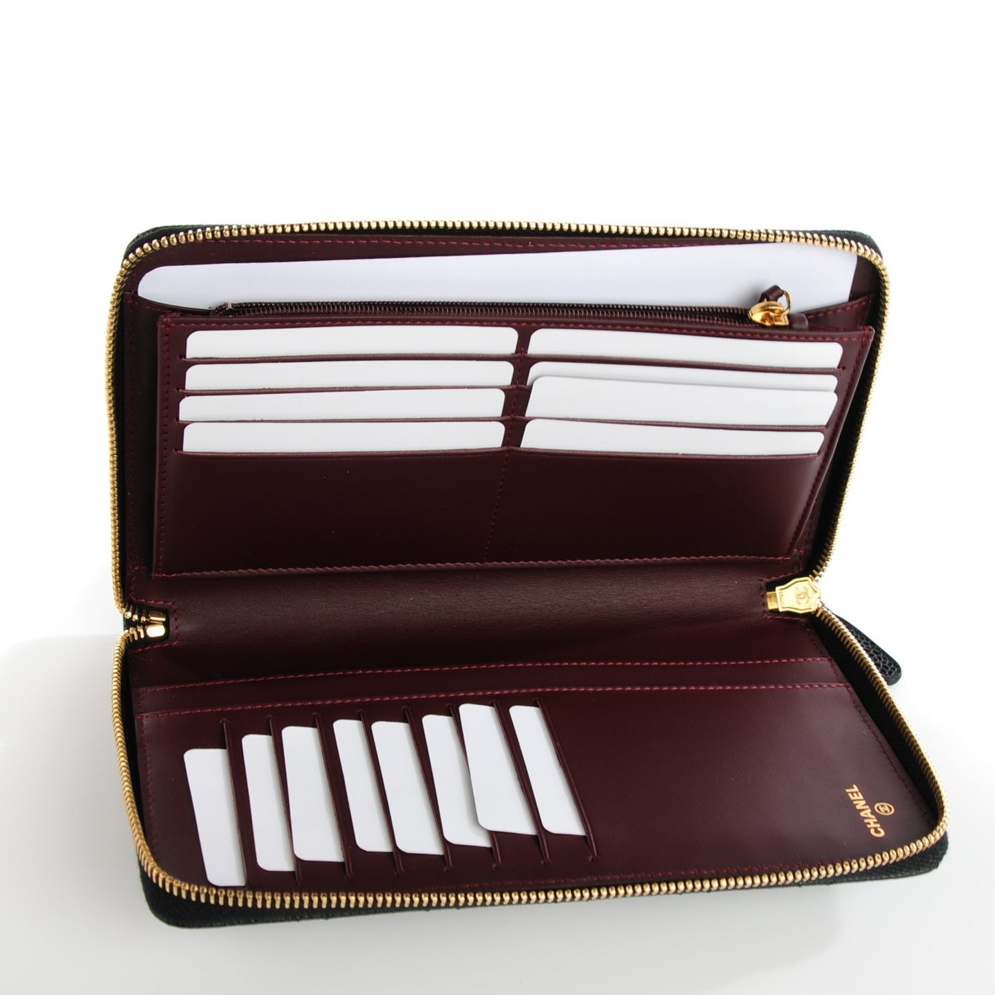 Caviar Quilted Large Zip Around Organizer Wallet Black