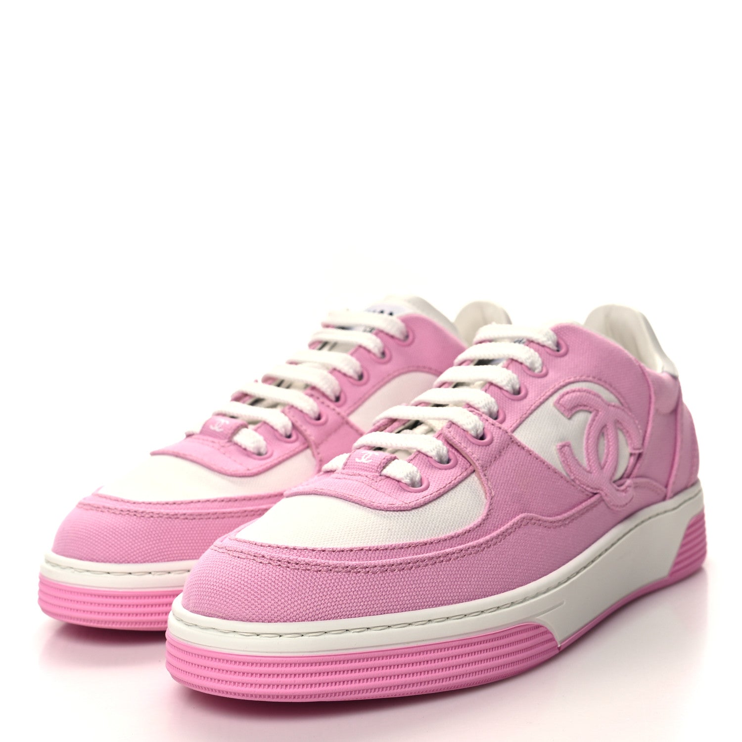 Chanel Cotton Sneakers 37 Pink White 5 of 17